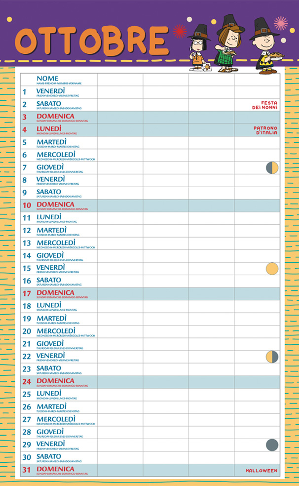 CALENDARIO AGENDA PEANUTS 2027 - immagine 4